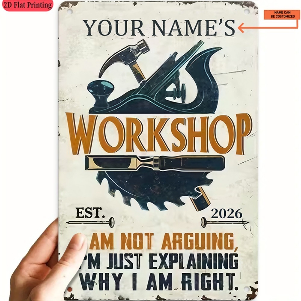 Tools Name In Workshop - [تصميم ثنائي الأبعاد] لافتة معدنية مخصصة